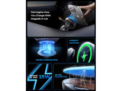 Carregador de montagem para carro MagSafe de 15 W