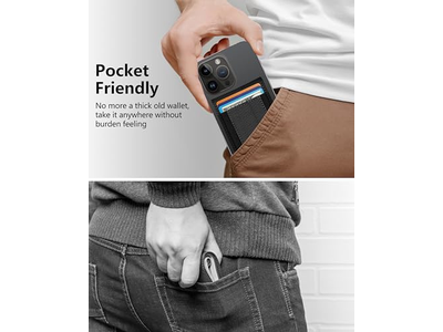 Carteira 2 em 1 com suporte ajustável e janela magnética para identidade, comporta 9 cartões