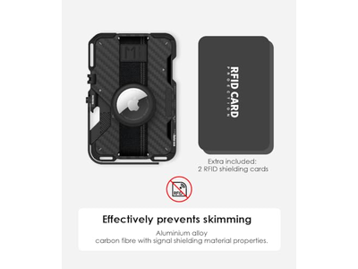 Carteira magnética titular fibra de carbono com características multifunções