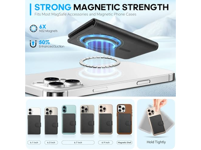 Suporte de cartão magnético de couro genuíno com bloqueio RFID e 6 Fendas