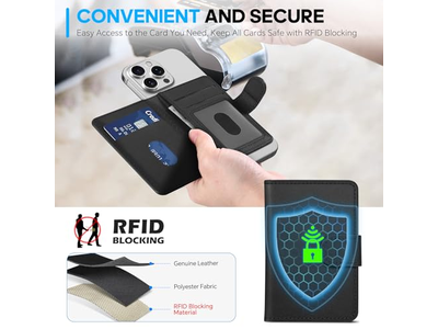 Suporte de cartão magnético de couro genuíno com bloqueio RFID e 6 Fendas