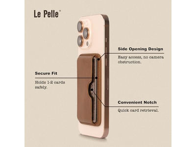 Carteira artesanal em couro magnético Fina - porta 2 cartões - Coco