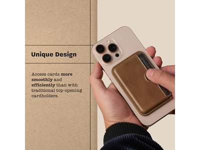 Carteira artesanal em couro magnético Fina - porta 2 cartões - Coco