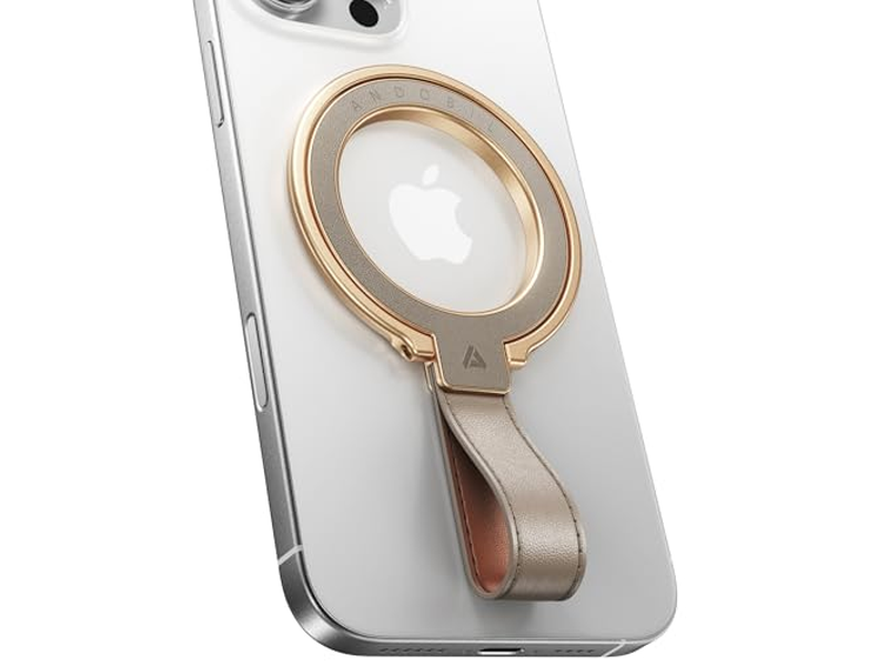 Couro Magnético Aperto do telefone com suporte ajustável anel para MagSafe