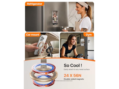 Couro Magnético Aperto do telefone com suporte ajustável anel para MagSafe