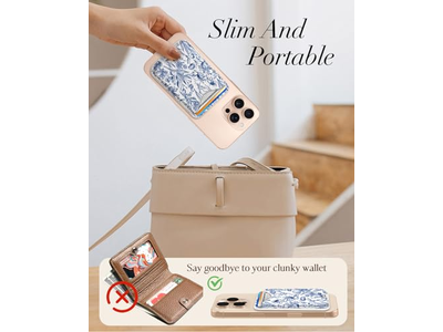 Carteira de suporte de cartão magnético para iPhone - Padrão de flor azul se encaixa 3 C