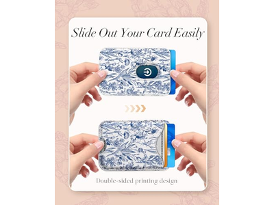 Carteira de suporte de cartão magnético para iPhone - Padrão de flor azul se encaixa 3 C