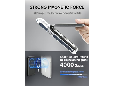 Carteira de suporte de cartão magnético com suporte ajustável para iPhone Holds 5