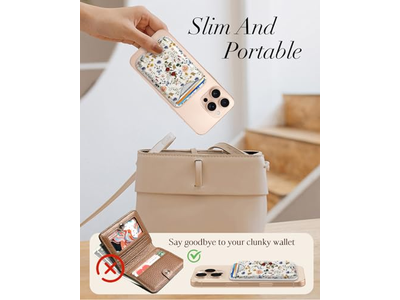 Carteira de suporte de cartão magnético com padrão floral para iPhone Series