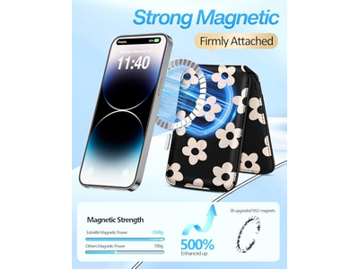 Carteira de suporte de cartão de dobra magnética para telefones RFID Bloqueio 4 Cartões F