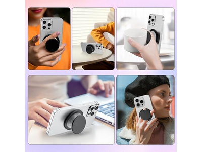 Suporte magnético do aperto do telefone com o suporte transparente rosa