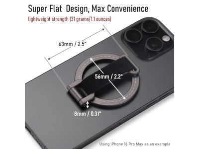 Suporte magnético telefone aperto com alça ajustável e ímãs fortes