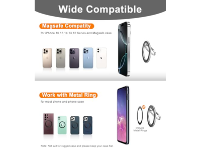 Suporte de anel de telefone magnético para telefones celulares de dois lados Suporte Silver
