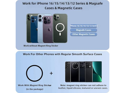 Suporte de anel de telefone magnético para suporte de aperto ajustável MagSafe Removab