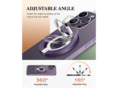 Suporte magnético telefone anel com suporte ajustável e Suporte de apoio - Purpl