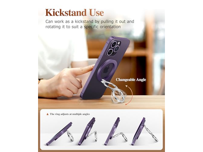 Suporte magnético telefone anel com suporte ajustável e Suporte de apoio - Purpl