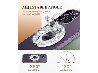 Suporte magnético telefone anel com suporte ajustável e Suporte de apoio