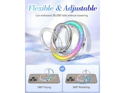 Suporte magnético do anel do telefone com aperto do dedo removível - Glitter Design