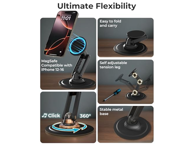 Suporte de telefone magnético para mesa Mag360 Suporte MagSafe ajustável