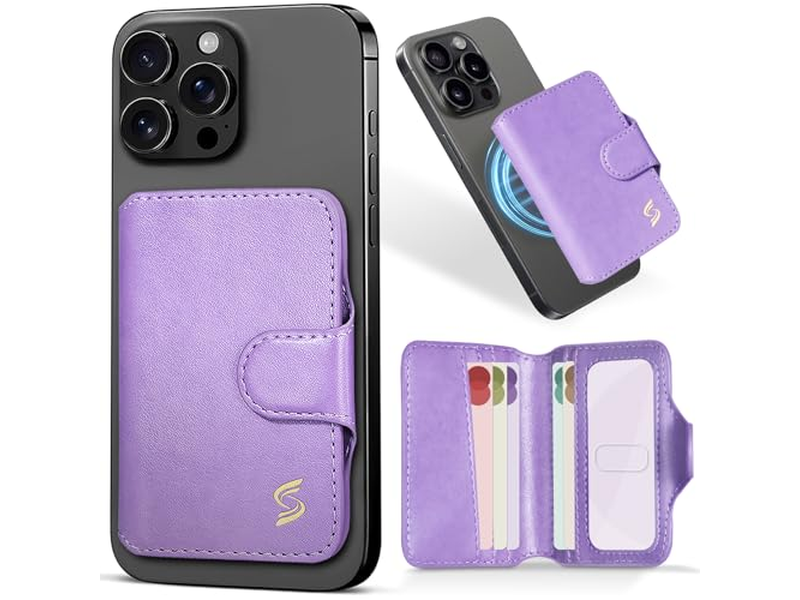 Suporte de cartão de carteira de telefone magnético com bloqueio RFID 5 Fendas para 7 Ca