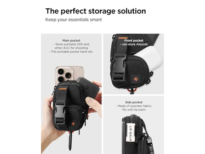 Organizador de bolsa magnética para SSD e armazenamento de cartão com Clipe - Preto