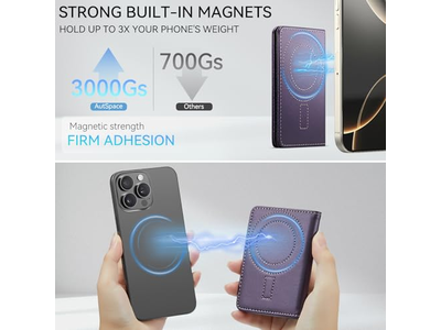 Suporte de cartão de bloqueio RFID magnético compatível com telefones MagSafe Pur