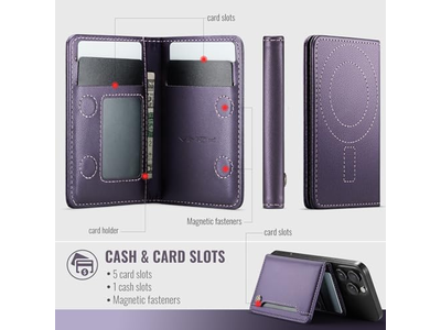 Suporte de cartão de bloqueio RFID magnético compatível com telefones MagSafe Pur