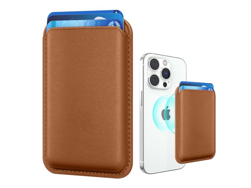 Suporte de cartão de couro RFID magnético para iPhone Stick-on Acessórios Br