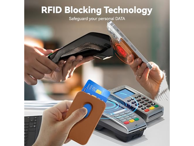 Suporte de cartão de couro RFID magnético para iPhone Stick-on Acessórios Br