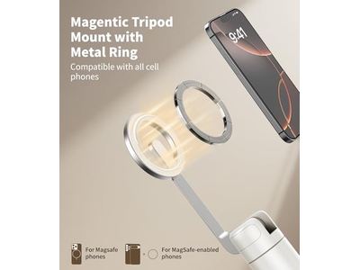 Magnético Selfie Stick Tripod com suporte magnético forte de alumínio