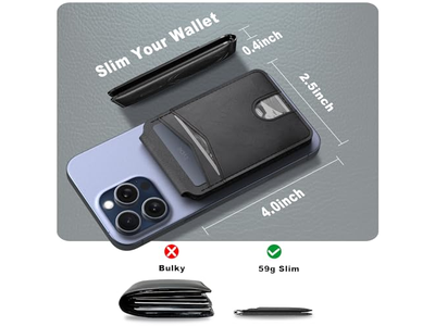 Carteira magnética e suporte de cartão compatível com Magsafe para iPhone - B