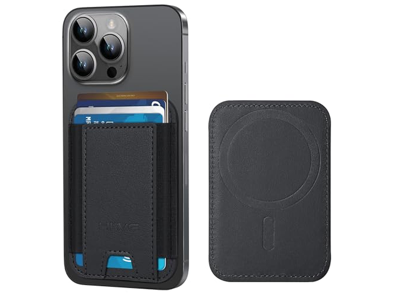 Carteira magnética para iPhone 7 Suporte de cartão Couro Minimalista RFID Bl