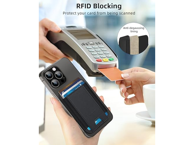 Carteira magnética para iPhone 7 Suporte de cartão Couro Minimalista RFID Bl