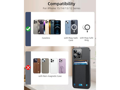 Carteira magnética para iPhone 7 Suporte de cartão Couro Minimalista RFID Bl