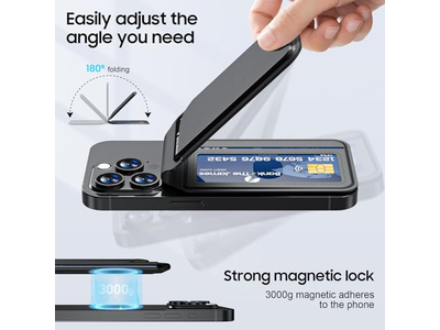 Carteira magnética para iPhone Suporte de cartão de couro ajustável bloco RFID