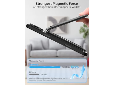 Carteira Magnética para iPhone com Encontrar Meu 6 Cartão Titular RFID Bloqueamento