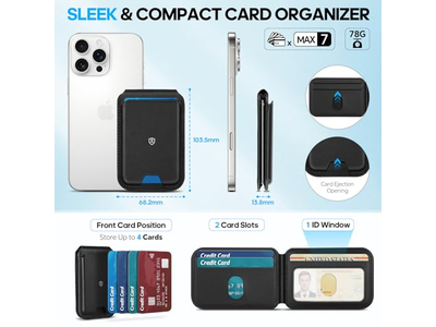 Carteira magnética para couro genuíno MagSafe 6 titulares de cartão RFID Blo