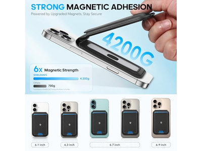 Carteira magnética para couro genuíno MagSafe 6 titulares de cartão RFID Blo