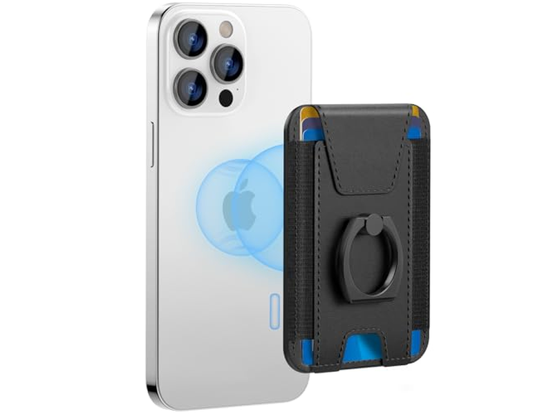 Carteira magnética para suporte de 6 cartões de telefone RFID Bloqueando o Preto