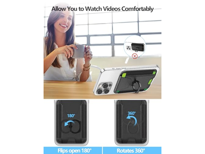 Carteira magnética para suporte de 6 cartões de telefone RFID Bloqueando o Preto