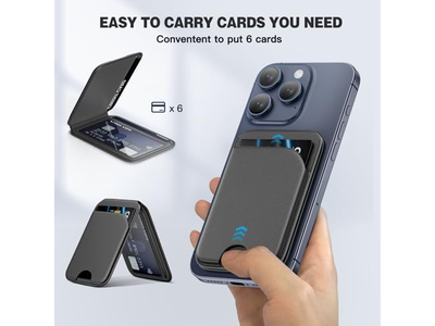 Carteira magnética para suporte de cartão de couro ajustável telefone e Suporte