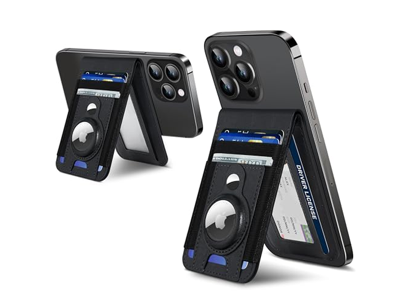 Carteira magnética com suporte para AirTag, 4 slots para cartões e bloqueio RFID