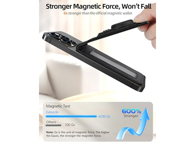 Carteira magnética com suporte para AirTag, 4 slots para cartões e bloqueio RFID