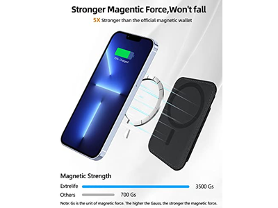 Carteira magnética com 2 Fendas de Carta para iPhone Vegan Couro Preto