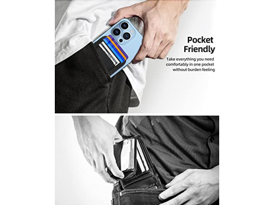 Carteira magnética com 2 Fendas de Carta para iPhone Vegan Couro Preto