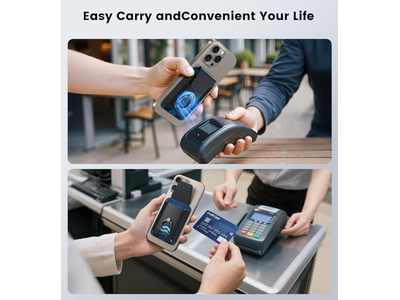 Carteira magnética com anel ajustável de 360 graus e flap de bloqueio RFID