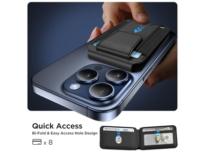 Carteira magnética com suporte ajustável e bloqueio RFID 3 Fendas para carro