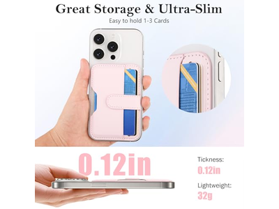 Carteira magnética com porta-cartões para telefones compatíveis com MagSafe - Rosa