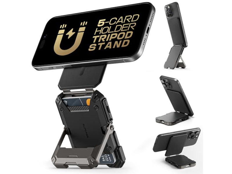 Carteira magnética com suportes 5 Cartões RFID Bloqueando o Preto