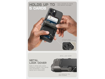 Carteira magnética com suportes 5 Cartões RFID Bloqueando o Preto